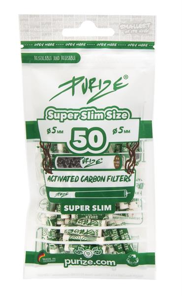 PURIZE Super Slim Size Aktivkohlefilter 5mm 50Stk